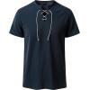JEMITOP Mens Retro Lace Up Pure Cotton Linen-Like Versatile Breathable Lightweight Shirts for Beach Summer Hippie Boho(Navy Blue)