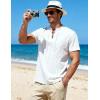 JEMITOP Mens Retro Lace Up Pure Cotton Linen-Like Versatile Breathable Lightweight Shirts for Beach Summer Hippie Boho(White)
