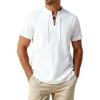 JEMITOP Mens Retro Lace Up Pure Cotton Linen-Like Versatile Breathable Lightweight Shirts for Beach Summer Hippie Boho(White)