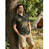 JEMITOP Mens 4-Way Stretch Lightweight Outdoor Shirt Meshed Back-Vent Short Sleeve Button Down Shirts with Pockets(Army Green)