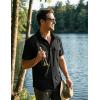 JEMITOP Mens 4-Way Stretch Lightweight Outdoor Shirt Meshed Back-Vent Short Sleeve Button Down Shirts with Pockets(Black)