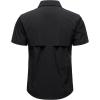 JEMITOP Mens 4-Way Stretch Lightweight Outdoor Shirt Meshed Back-Vent Short Sleeve Button Down Shirts with Pockets(Black)