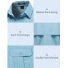 JEMITOP Mens 4-Way Stretch Lightweight Outdoor Shirt Meshed Back-Vent Short Sleeve Button Down Shirts with Pockets(Light Blue)