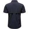 JEMITOP Mens 4-Way Stretch Lightweight Outdoor Shirt Meshed Back-Vent Short Sleeve Button Down Shirts with Pockets(Navy Blue)