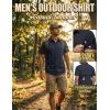 JEMITOP Mens 4-Way Stretch Lightweight Outdoor Shirt Meshed Back-Vent Short Sleeve Button Down Shirts with Pockets(Navy Blue)