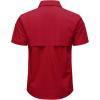 JEMITOP Mens 4-Way Stretch Lightweight Outdoor Shirt Meshed Back-Vent Short Sleeve Button Down Shirts with Pockets(Red)
