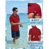 JEMITOP Mens 4-Way Stretch Lightweight Outdoor Shirt Meshed Back-Vent Short Sleeve Button Down Shirts with Pockets(Red)