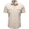 JEMITOP Mens 4-Way Stretch Lightweight Outdoor Shirt Meshed Back-Vent Short Sleeve Button Down Shirts with Pockets(Beige)