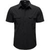 JEMITOP Mens 4-Way Stretch Lightweight Outdoor Shirt Meshed Back-Vent Short Sleeve Button Down Shirts with Pockets(Black)