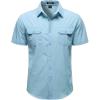 JEMITOP Mens 4-Way Stretch Lightweight Outdoor Shirt Meshed Back-Vent Short Sleeve Button Down Shirts with Pockets(Light Blue)