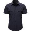 JEMITOP Mens 4-Way Stretch Lightweight Outdoor Shirt Meshed Back-Vent Short Sleeve Button Down Shirts with Pockets(Navy Blue)