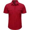 JEMITOP Mens 4-Way Stretch Lightweight Outdoor Shirt Meshed Back-Vent Short Sleeve Button Down Shirts with Pockets(Red)