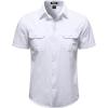 JEMITOP Mens 4-Way Stretch Lightweight Outdoor Shirt Meshed Back-Vent Short Sleeve Button Down Shirts with Pockets(White)