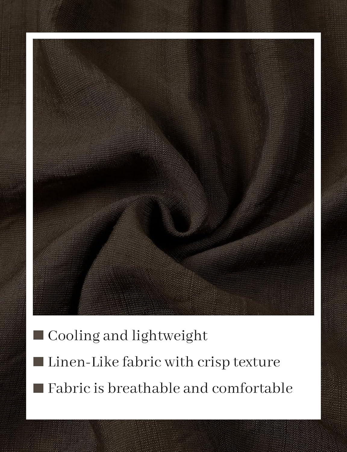 imageJEMITOP Mens LinenLike Shirt Casual Stylish Short Sleeve Button Down Shirts for Summer Beach Vacation with 2 PocketsBrown