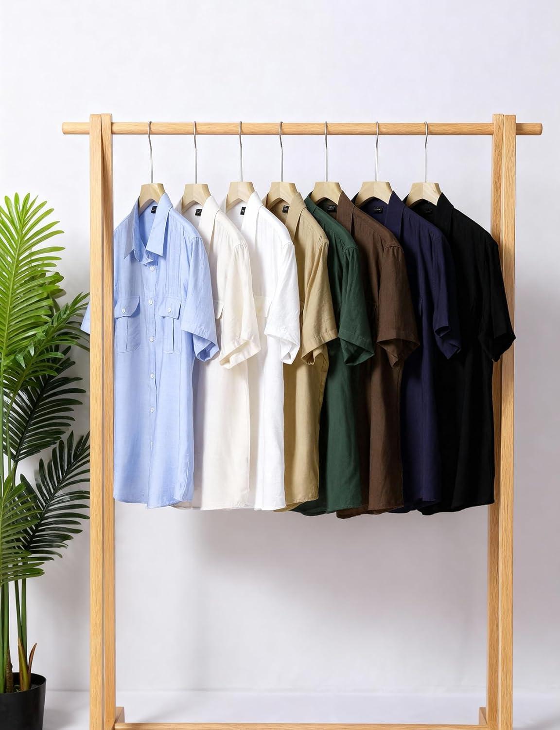 imageJEMITOP Mens LinenLike Shirt Casual Stylish Short Sleeve Button Down Shirts for Summer Beach Vacation with 2 PocketsForest Green