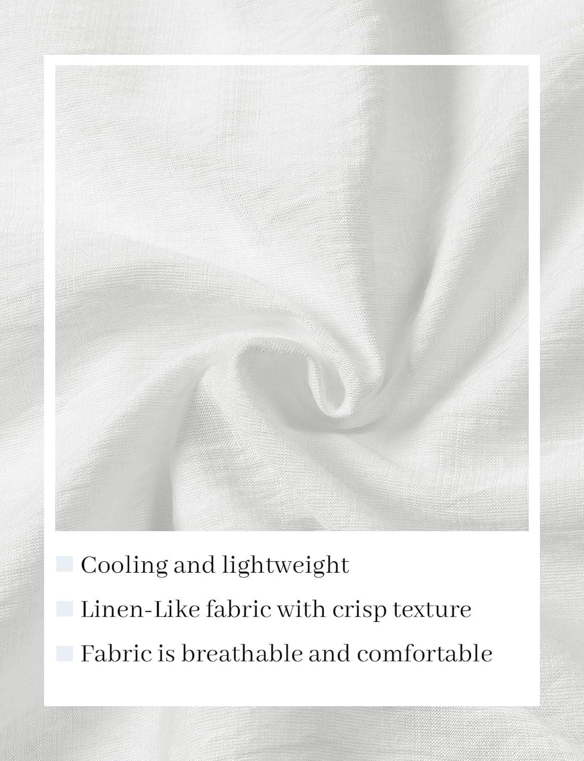 imageJEMITOP Mens LinenLike Shirt Casual Stylish Short Sleeve Button Down Shirts for Summer Beach Vacation with 2 PocketsWhite
