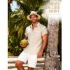JEMITOP Men’s Linen-Like Shirt Casual Stylish Short Sleeve Button Down Shirts for Summer Beach Vacation with 2 Pockets(Beige)