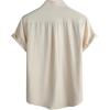 JEMITOP Men’s Linen-Like Shirt Casual Stylish Short Sleeve Button Down Shirts for Summer Beach Vacation with 2 Pockets(Beige)