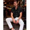 JEMITOP Men’s Linen-Like Shirt Casual Stylish Short Sleeve Button Down Shirts for Summer Beach Vacation with 2 Pockets(Black)