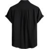 JEMITOP Men’s Linen-Like Shirt Casual Stylish Short Sleeve Button Down Shirts for Summer Beach Vacation with 2 Pockets(Black)
