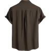 JEMITOP Men’s Linen-Like Shirt Casual Stylish Short Sleeve Button Down Shirts for Summer Beach Vacation with 2 Pockets(Brown)