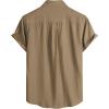 JEMITOP Men’s Linen-Like Shirt Casual Stylish Short Sleeve Button Down Shirts for Summer Beach Vacation with 2 Pockets(Dark Khaki)