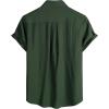 JEMITOP Men’s Linen-Like Shirt Casual Stylish Short Sleeve Button Down Shirts for Summer Beach Vacation with 2 Pockets(Forest Green)