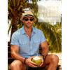 JEMITOP Men’s Linen-Like Shirt Casual Stylish Short Sleeve Button Down Shirts for Summer Beach Vacation with 2 Pockets(Light Blue)