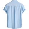 JEMITOP Men’s Linen-Like Shirt Casual Stylish Short Sleeve Button Down Shirts for Summer Beach Vacation with 2 Pockets(Light Blue)
