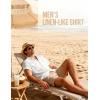 JEMITOP Men’s Linen-Like Shirt Casual Stylish Short Sleeve Button Down Shirts for Summer Beach Vacation with 2 Pockets(White)