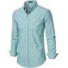 JEMITOP Men’s Classic Lightweight Oxford Button Down Collar Shirts Business Casual Long Sleeve Dress Shirt with Pocket(Aqua Green)