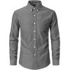 JEMITOP Men’s Classic Lightweight Oxford Button Down Collar Shirts Business Casual Long Sleeve Dress Shirt with Pocket(Grey)