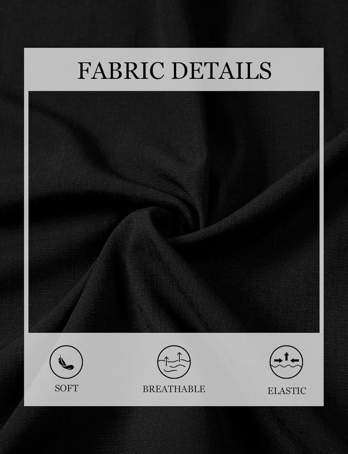 imageJEMITOP Mens Stretch WrinkleFree Textured Shirt Summer Lightweight Short Sleeve Button Down Vacation Beach ShirtsBlack