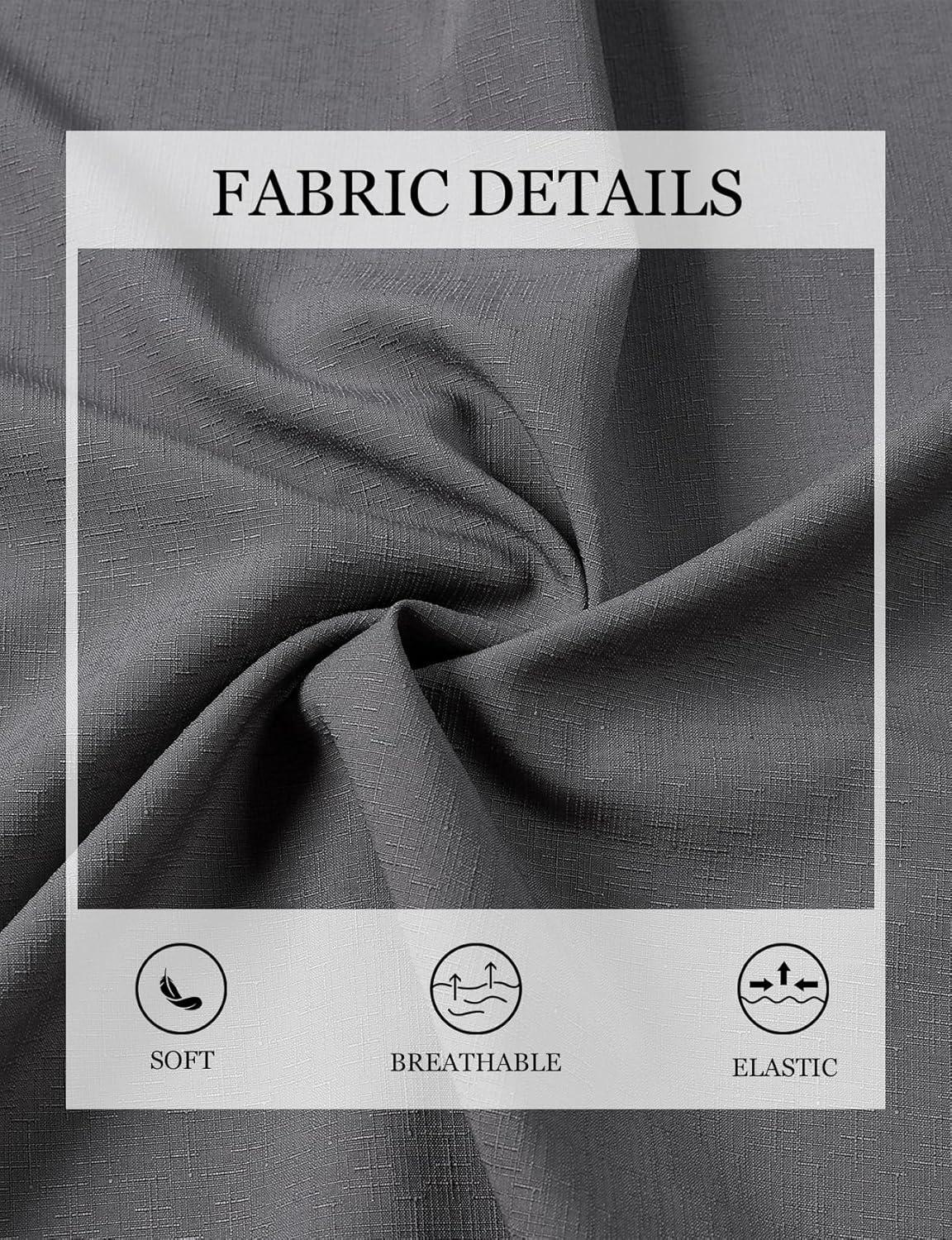 imageJEMITOP Mens Stretch WrinkleFree Textured Shirt Summer Lightweight Short Sleeve Button Down Vacation Beach ShirtsGrey