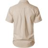 JEMITOP Men’s Stretch Wrinkle-Free Textured Shirt Summer Lightweight Short Sleeve Button Down Vacation Beach Shirts(Beige)
