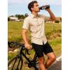 JEMITOP Men’s Stretch Wrinkle-Free Textured Shirt Summer Lightweight Short Sleeve Button Down Vacation Beach Shirts(Beige)