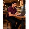 JEMITOP Men’s Stretch Wrinkle-Free Textured Shirt Summer Lightweight Short Sleeve Button Down Vacation Beach Shirts(Burgundy)
