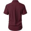 JEMITOP Men’s Stretch Wrinkle-Free Textured Shirt Summer Lightweight Short Sleeve Button Down Vacation Beach Shirts(Burgundy)