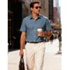 JEMITOP Men’s Stretch Wrinkle-Free Textured Shirt Summer Lightweight Short Sleeve Button Down Vacation Beach Shirts(Dusty Blue)