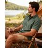 JEMITOP Men’s Stretch Wrinkle-Free Textured Shirt Summer Lightweight Short Sleeve Button Down Vacation Beach Shirts(Green)