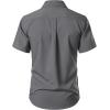 JEMITOP Men’s Stretch Wrinkle-Free Textured Shirt Summer Lightweight Short Sleeve Button Down Vacation Beach Shirts(Grey)