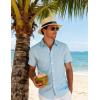 JEMITOP Men’s Stretch Wrinkle-Free Textured Shirt Summer Lightweight Short Sleeve Button Down Vacation Beach Shirts(Light Blue)