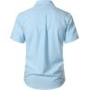 JEMITOP Men’s Stretch Wrinkle-Free Textured Shirt Summer Lightweight Short Sleeve Button Down Vacation Beach Shirts(Light Blue)