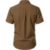 JEMITOP Men’s Stretch Wrinkle-Free Textured Shirt Summer Lightweight Short Sleeve Button Down Vacation Beach Shirts(Light Brown)