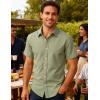 JEMITOP Men’s Stretch Wrinkle-Free Textured Shirt Summer Lightweight Short Sleeve Button Down Vacation Beach Shirts(Sage Green)