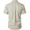 JEMITOP Men’s Stretch Wrinkle-Free Textured Shirt Summer Lightweight Short Sleeve Button Down Vacation Beach Shirts(Tan)
