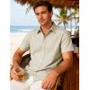 JEMITOP Men’s Stretch Wrinkle-Free Textured Shirt Summer Lightweight Short Sleeve Button Down Vacation Beach Shirts(Tan)