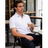JEMITOP Men’s Stretch Wrinkle-Free Textured Shirt Summer Lightweight Short Sleeve Button Down Vacation Beach Shirts(White)