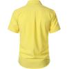 JEMITOP Men’s Stretch Wrinkle-Free Textured Shirt Summer Lightweight Short Sleeve Button Down Vacation Beach Shirts(Yellow)
