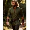 JEMITOP Men’s Renaissance Cotton Lace Up Shirt Mandarin Collar Long Sleeve Costume for Medieval Pirate Viking Without Belt(Army Green)